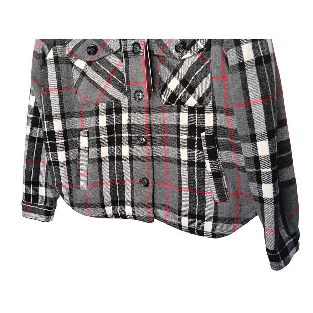 New Special One Premium Boutique Sherpa Plaid Coat Gray Black Soft Thick M - Picture 6 of 16